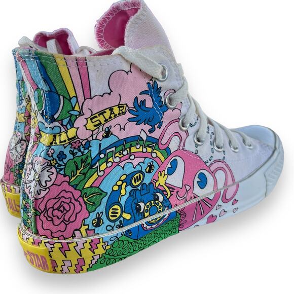80s Chuck Taylor All Star High Top doodle painted Sneakers - Picture 5 of 13